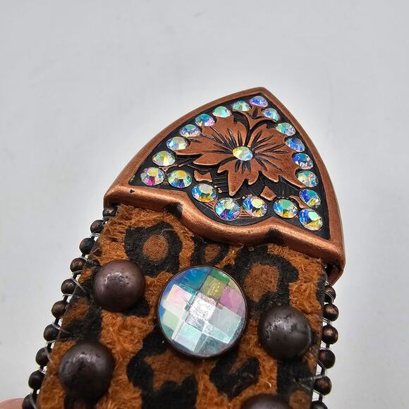 Blazin Roxx Womens Belt XX Leopard Print Rhinestone Studded Western Rodeo Style main image 4
